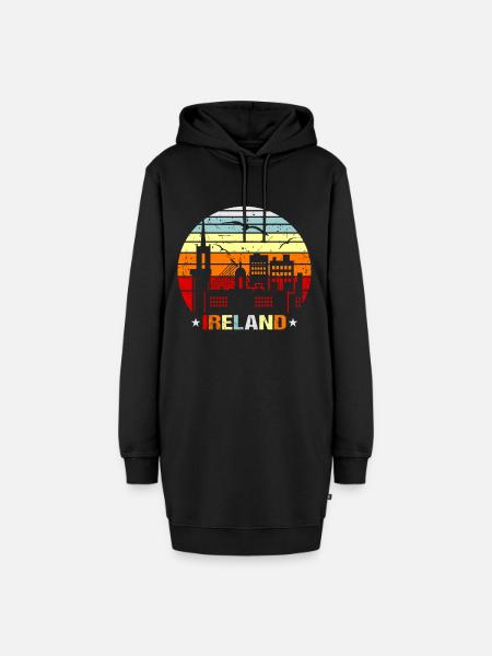 Irland - Hoodie-Kleid - Schwarz