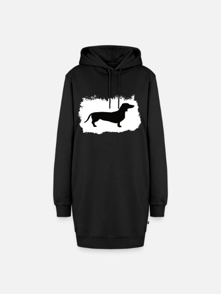 Dackel - Hoodie-Kleid - Schwarz
