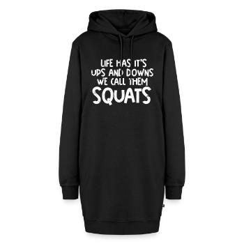 Fitness - Hoodie-Kleid - Schwarz - Vorne - AI Model Female 172 light (172cm)