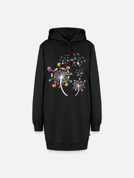 Buch Pusteblume - Hoodie-Kleid - Schwarz