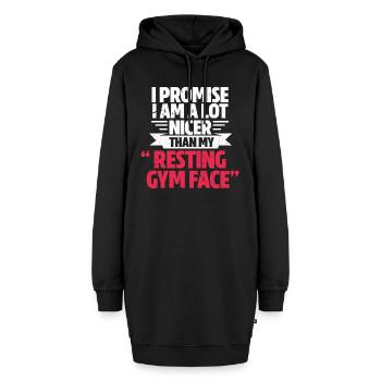 Gym - Hoodie-Kleid - Schwarz - Vorne - AI Model Female 172 light (172cm)