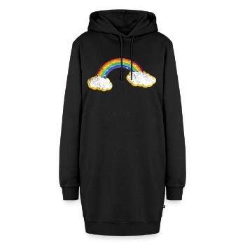 Regenbogen - Hoodie-Kleid - Schwarz - Vorne - AI Model Female 172 light (172cm)