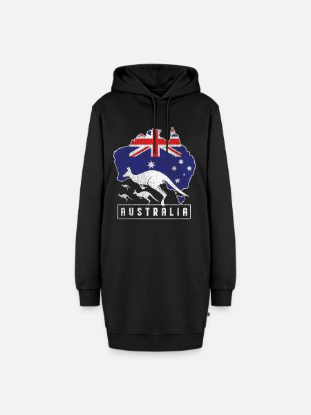 Australien Känguru - Hoodie-Kleid - Schwarz