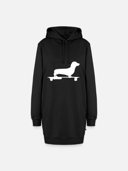 Dackel Skateboard Fahren - Hoodie-Kleid - Schwarz