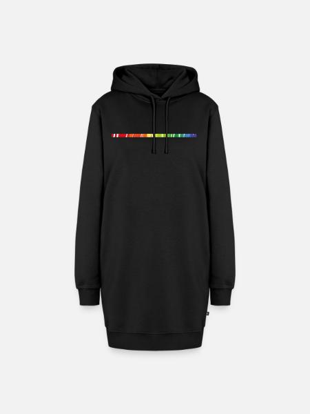 Regenbogen Strich - Hoodie-Kleid - Schwarz