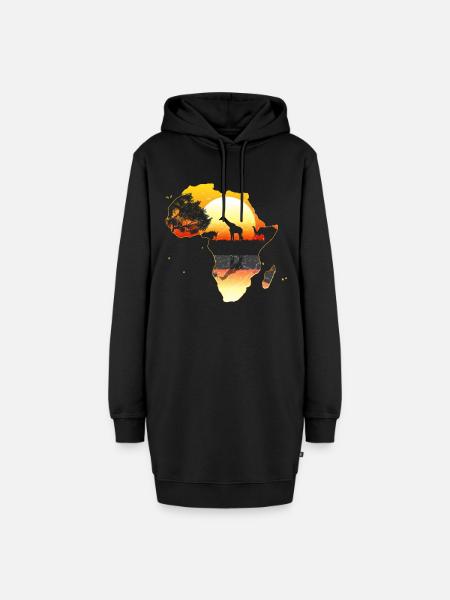 Afrika - Hoodie-Kleid - Schwarz