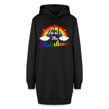 Regenbogen - Hoodie-Kleid - Schwarz - Vorne - AI Model Female 172 light (172cm)