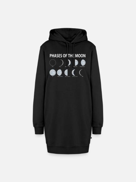Mondphasen - Hoodie-Kleid - Schwarz