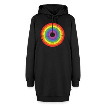 Regenbogen - Hoodie-Kleid - Schwarz - Vorne - AI Model Female 172 light (172cm)