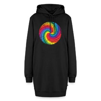 Regenbogen - Hoodie-Kleid - Schwarz - Vorne - AI Model Female 172 light (172cm)