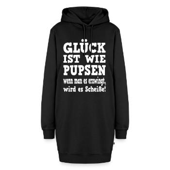 Glück ist wie Pupsen Lustiger Spruch - Hoodie-Kleid - Schwarz - Vorne - AI Model Female 172 light (172cm)