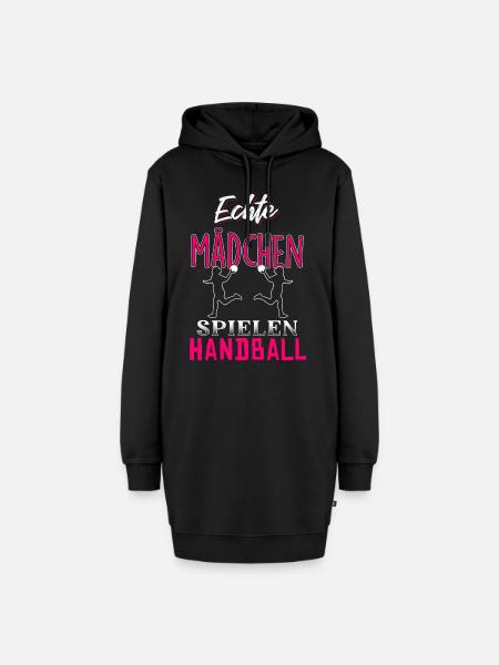 Echte Mädchen spielen Handball - Hoodie-Kleid - Schwarz