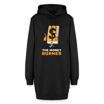 Der Geldverbrenner Handy Online Shopping - Hoodie-Kleid - Schwarz - Vorne - AI Model Female 172 light (172cm)