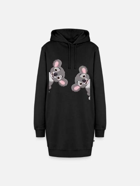 Koala - Hoodie-Kleid - Schwarz