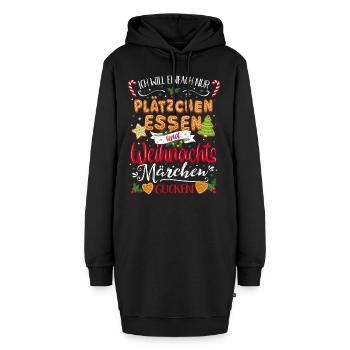 Plätzchen essen Weihnachtsmärchen Weihnachten - Hoodie-Kleid - Schwarz - Vorne - AI Model Female 172 light (172cm)