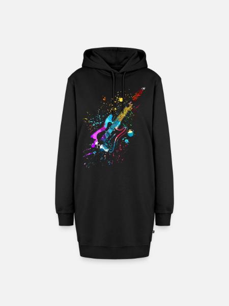 E- Gitarre Geschenk, Gitarrenspieler in Musikband - Hoodie-Kleid - Schwarz