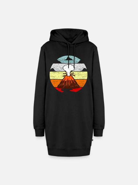 Vulkan Lava Eruption Motiv Geschenkidee - Hoodie-Kleid - Schwarz