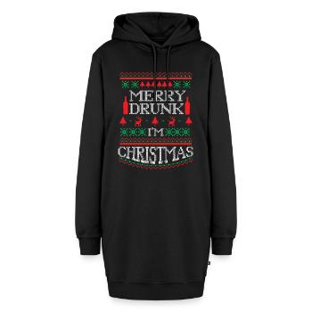 Merry Drunk I'm Christmas - Ugly Christmas Sweater - Hoodie-Kleid - Schwarz - Vorne - AI Model Female 172 light (172cm)