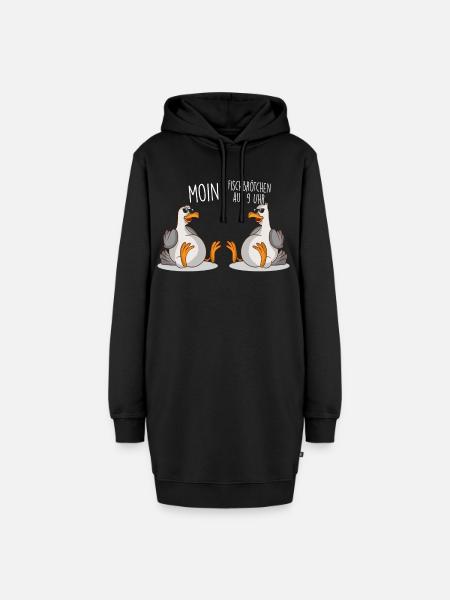 Moin plattdeutsch norddeutsch Möwen Fischbrötchen - Hoodie-Kleid - Schwarz