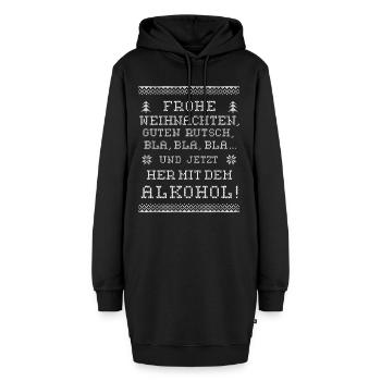 Ugly Christmas Spruch Alkohol saufen Weihnachten - Hoodie-Kleid - Schwarz - Vorne - AI Model Female 172 light (172cm)