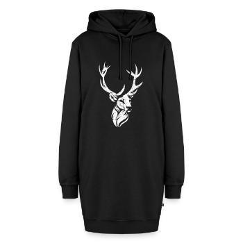 Hirsch Wald Hirschgeweih Wälder Schwarzwald - Hoodie-Kleid - Schwarz - Vorne - AI Model Female 172 light (172cm)