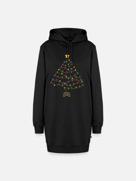 Weihnachten Gaming - Hoodie-Kleid - Schwarz