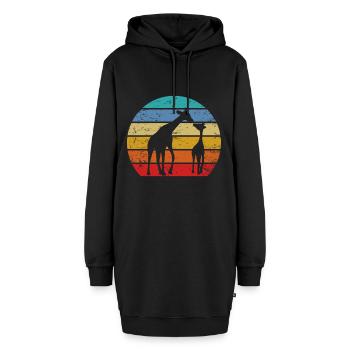Niedliche Giraffe Mutter Kind Vintage Giraffen - Hoodie-Kleid - Schwarz - Vorne - AI Model Female 172 light (172cm)
