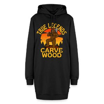 Wahre Legenden schnitzen Holz Bigfoot Legende - Hoodie-Kleid - Schwarz - Vorne - AI Model Female 172 light (172cm)
