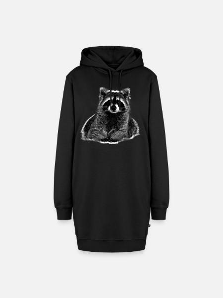 Waschbär - Hoodie-Kleid - Schwarz