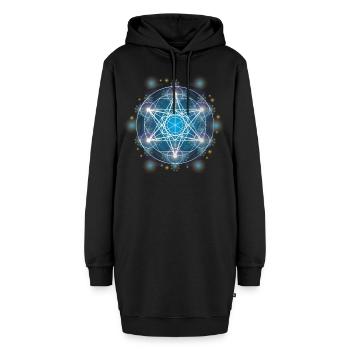 Metatron, Yoga Spirituell - Hoodie-Kleid - Schwarz - Vorne - AI Model Female 172 light (172cm)