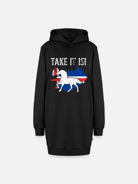 Islandpferd - Hoodie-Kleid - Schwarz