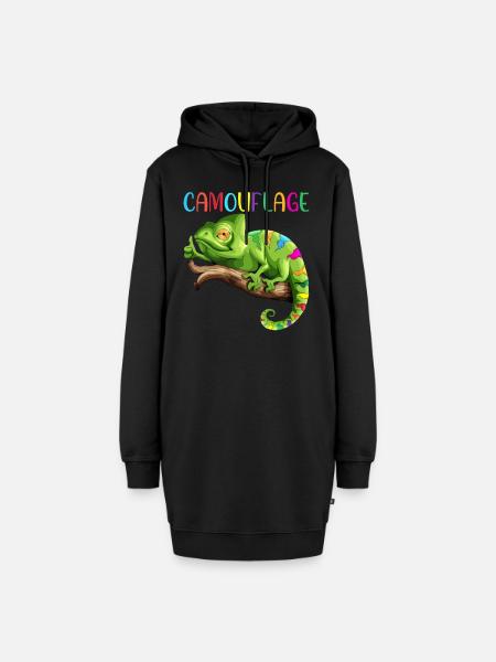 Chamäleon Reptilien Leguan Echse Camouflage - Hoodie-Kleid - Schwarz