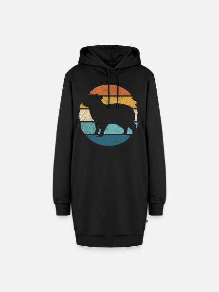Retro Capybara Vintage Wasserschwein Nagetier - Hoodie-Kleid - Schwarz