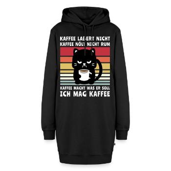 Lustige Kaffee Sprüche mit Katzen - Hoodie-Kleid - Schwarz - Vorne - AI Model Female 172 light (172cm)
