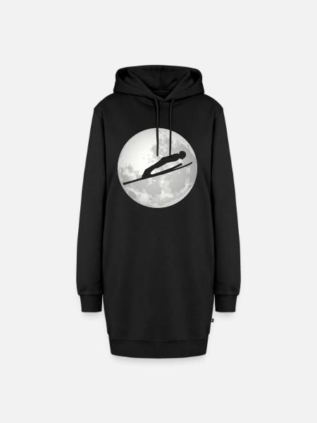 Skispringer Mond Geschenk - Hoodie-Kleid - Schwarz