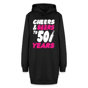50 Geburtstag - Hoodie-Kleid - Schwarz - Vorne - AI Model Female 172 light (172cm)
