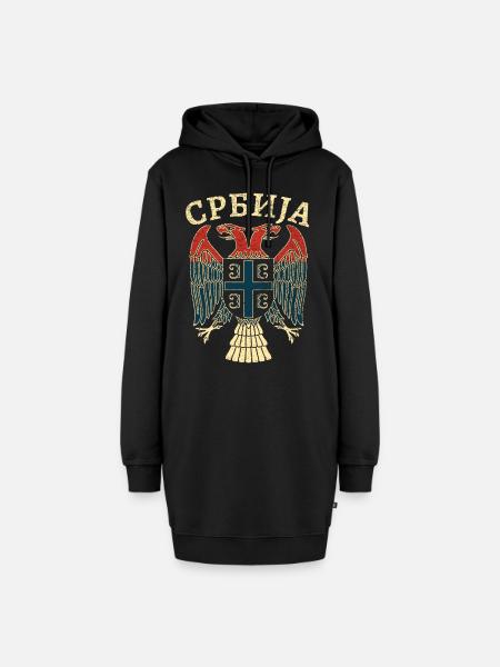 Serbien Wappen Kyrillisch - Hoodie-Kleid - Schwarz