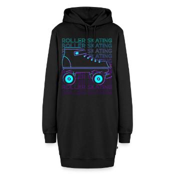 Rollschuhlaufen Rollschuhläufer Rollschuhe Retro - Hoodie-Kleid - Schwarz - Vorne - AI Model Female 172 light (172cm)
