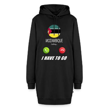 Mosambik ruft an Lusiger Flaggen Spruch - Hoodie-Kleid - Schwarz - Vorne - AI Model Female 172 light (172cm)