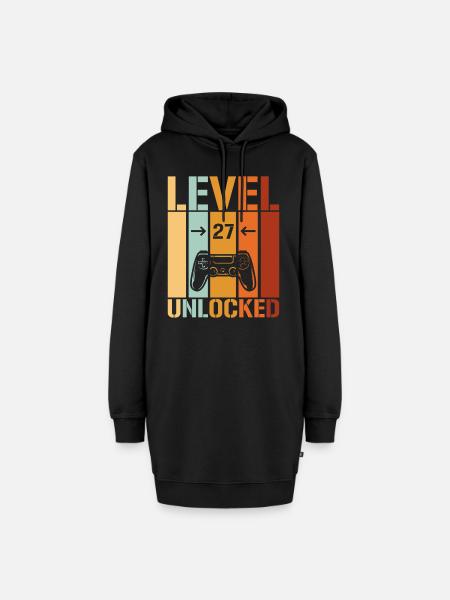 27. Geburtstag Level 27 unlocked - Hoodie-Kleid - Schwarz