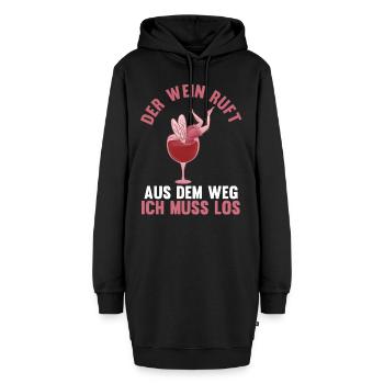 Der Wein ruft aus dem Weg ich muss los - Hoodie-Kleid - Schwarz - Vorne - AI Model Female 172 light (172cm)