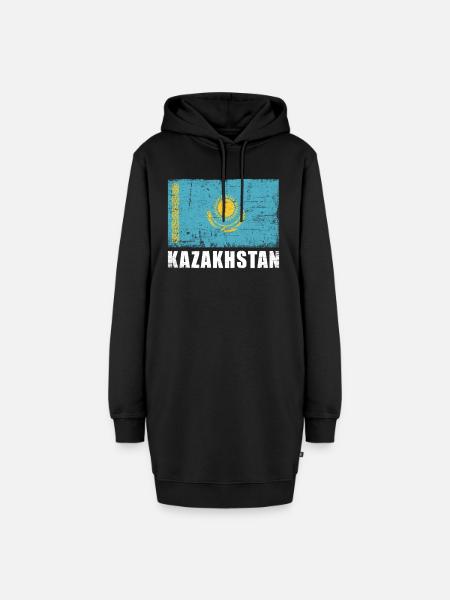 Kasachstan Flagge Grunge Kasachstan Fahne - Hoodie-Kleid - Schwarz