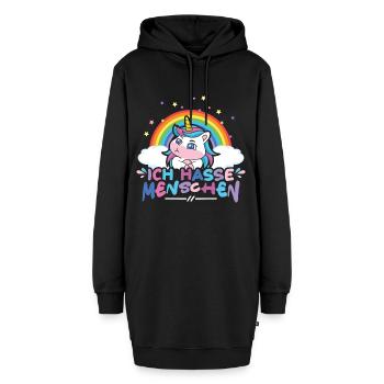 Ich hasse Menschen Einhorn - Hoodie-Kleid - Schwarz - Vorne - AI Model Female 172 light (172cm)