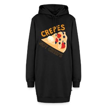 Crepes Not Creeps Crepe Pfannkuchen - Hoodie-Kleid - Schwarz - Vorne - AI Model Female 172 light (172cm)