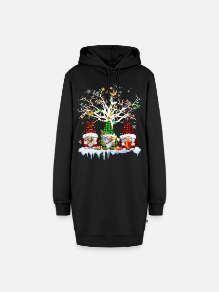 Gnomes Merry Christmas Light Family Gnome Xmas - Hoodie-Kleid - Schwarz