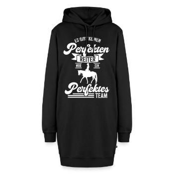 Pferdenarr, Pferd, Pferdesport - Hoodie-Kleid - Schwarz - Vorne - AI Model Female 172 light (172cm)