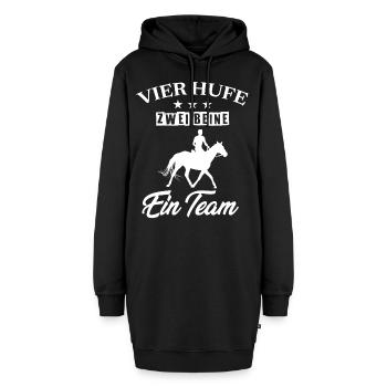 Pferdenarr, Pferd, Pferdesport - Hoodie-Kleid - Schwarz - Vorne - AI Model Female 172 light (172cm)