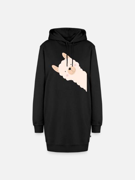 Niedliches Alpaka-Lama-T-Shirt - Hoodie-Kleid - Schwarz
