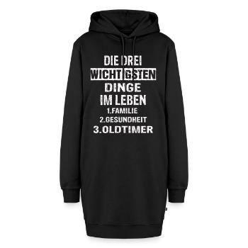 Oldtimer - Hoodie-Kleid - Schwarz - Vorne - AI Model Female 172 light (172cm)