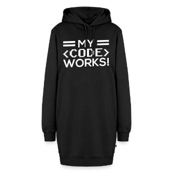 Mein Code Funktioniert Programmieren Coding Coder - Hoodie-Kleid - Schwarz - Vorne - AI Model Female 172 light (172cm)